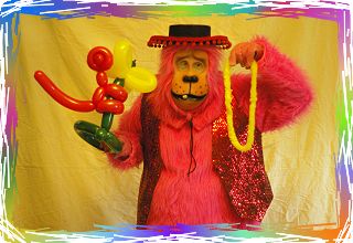 Pink Gorilla singing telegrams, madison, wisconsin, wayne the wizard, magic
